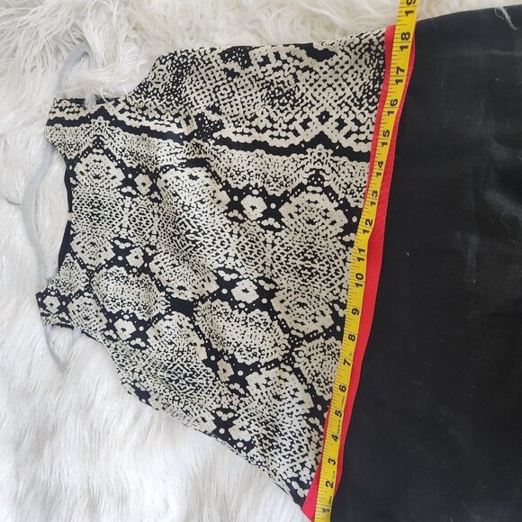 LOFT 100% Linen Dress Snake Print Sleeveless Shift Drop Waist Color Block Sz 6 P - Picture 7 of 11